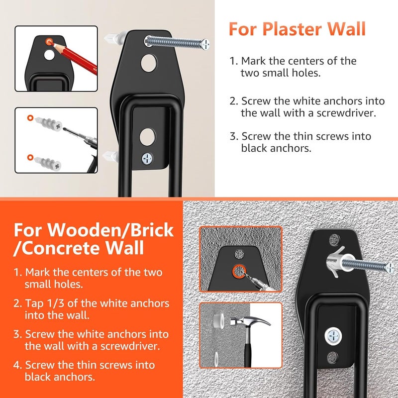 Cpais Garage Hooks with Anti-Slip Coating,Heavy Duty Wall Mount Storage Hooks for Hanging Bike,Hose,Ladder,Yard,Garden Tools (8 Pack Orange 4.7x2.6 inch) - Image 4